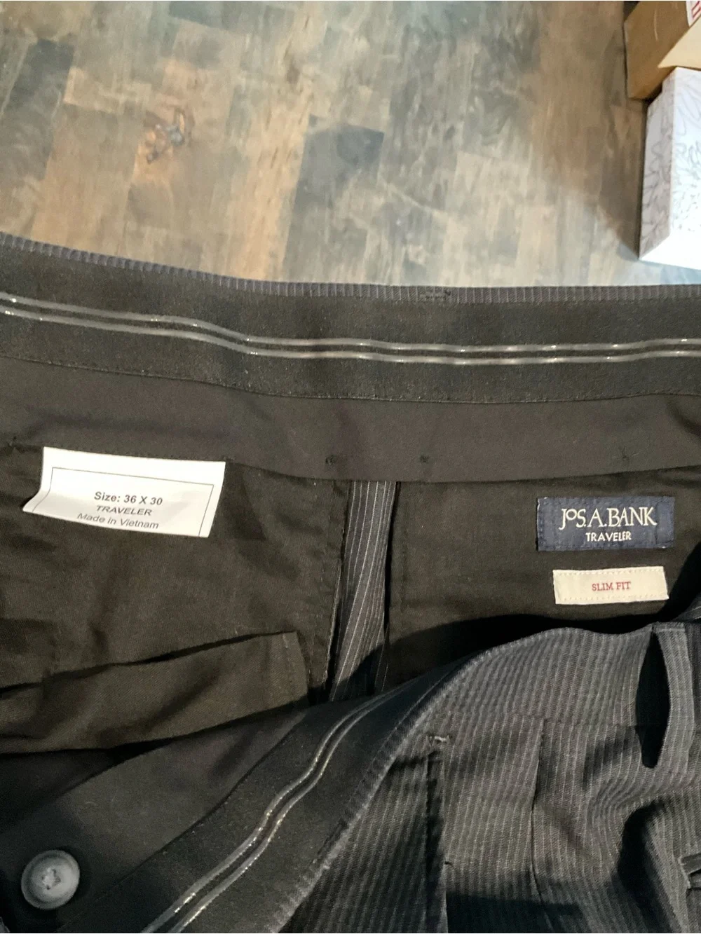 Jos. A. Bank Black Pinstripe Traveler Slim Fit Dress Pants